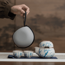 Celadon Travel Tea Set, 1 Pot 3 Cups with Portable Case