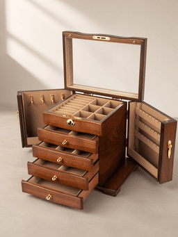 Wooden Jewelry Box · 五层豪华全锁款-仿古棕内衬