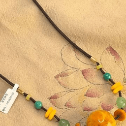 Long Amber-Tone and Agate Station Necklace