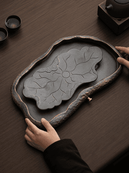 Lotus Ceramic Drain Tea Tray
