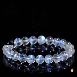 7A Cream-Body Blue Flash Moonstone · 8–8.8 mm · single wrap (~23 beads)