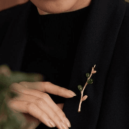 Nephrite Jade Spring Motif Brooch