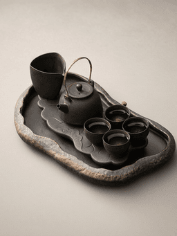 Lotus Tea Tray with Hidden Reservoir — Draining Slats