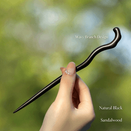 Premium Natural Black Sandalwood Long Hair Stick, Minimalist Plain Vintage Chinese Hairpin for Updo