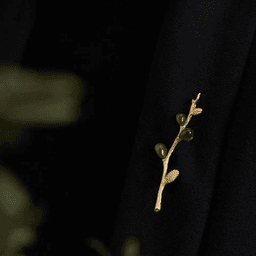 Nephrite Jade Spring Motif Brooch