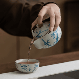 Celadon Travel Tea Set, 1 Pot 3 Cups with Portable Case