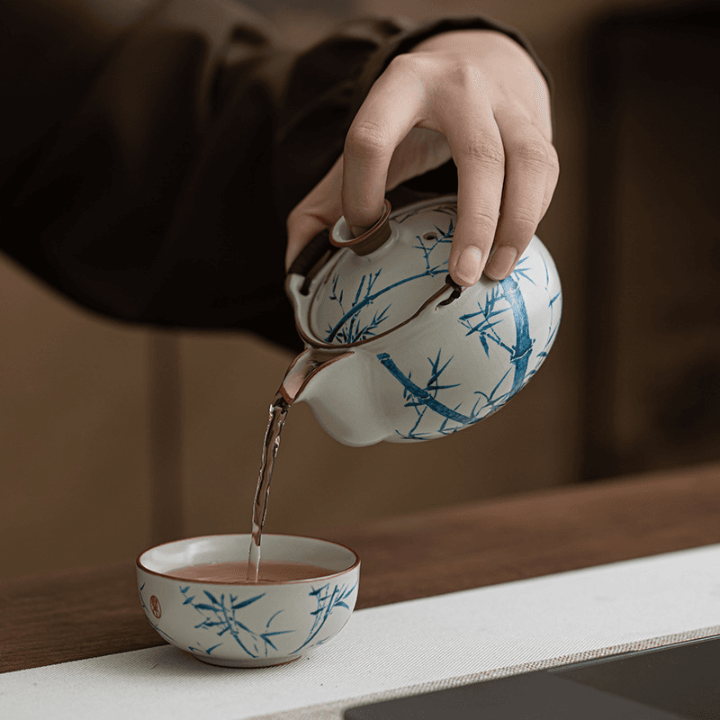 Celadon Travel Tea Set, 1 Pot 3 Cups with Portable Case