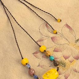 Long Amber-Tone and Agate Station Necklace