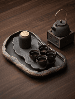 Lotus Tea Tray with Hidden Reservoir — Draining Slats