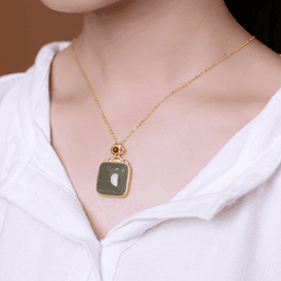 NanHong & Green Jade Pendant with Cross Chain