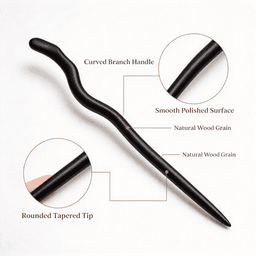 Premium Natural Black Sandalwood Long Hair Stick, Minimalist Plain Vintage Chinese Hairpin for Updo