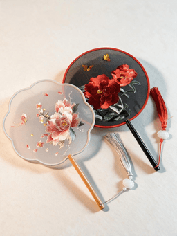 Double-Sided Embroidered Round Fan