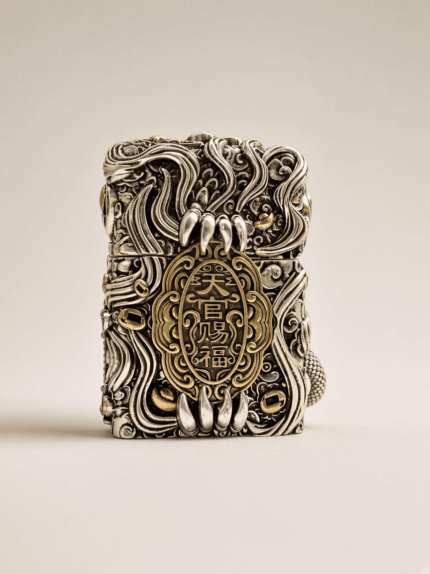 Shan Gui Hua Qian Chinese Talisman Relief Kerosene Lighter Case Without Insert