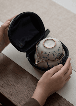 Celadon Travel Tea Set, 1 Pot 3 Cups with Portable Case