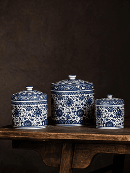 Blue-and-White Ceramic Tea Caddy