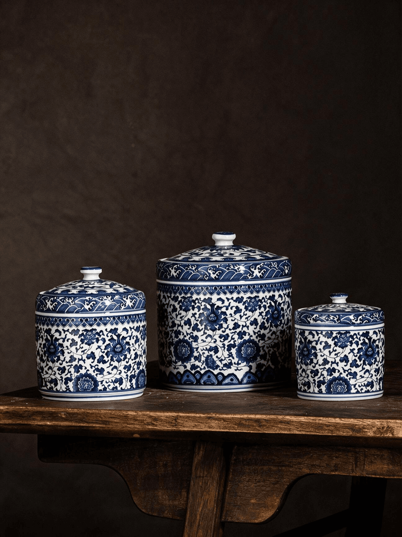 Blue-and-White Ceramic Tea Caddy