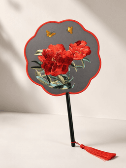 Double-sided embroidery · 八瓣黑底牡丹花高端包装款