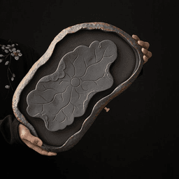 Wood-fired glaze lotus tray