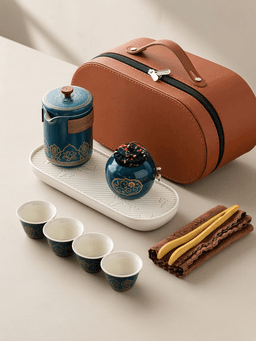 blue · classic 1 pot + 4 cups + tea tray · oval pouch
