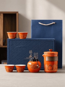 orange · classic 1 pot + 4 cups · premium gift box
