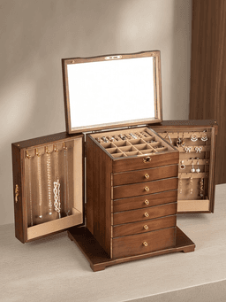 Wooden Jewelry Box · 实木七层-仿古棕内衬