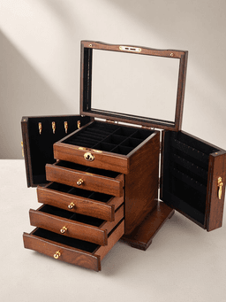 Wooden Jewelry Box · 五层豪华全锁款-仿古黑内衬