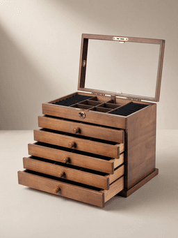 Wooden Jewelry Box · 实木六层全锁款-镜面光面A黑内衬