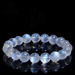 Blue Flash Cream Moonstone Bead Bracelet