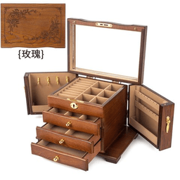 Wooden Jewelry Box · 四层豪华全锁款-仿古色玫瑰