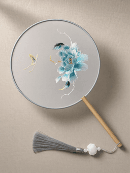 Double-Sided Embroidered Round Fan · 【刺绣团扇】蓝清新