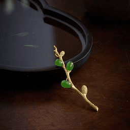 Nephrite Jade Spring Motif Brooch