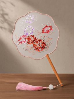 Double-Sided Embroidered Round Fan · 【刺绣团扇】圆形彼岸花