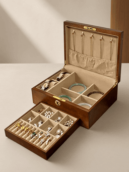 Wooden Jewelry Box · 豪华双层款仿古色