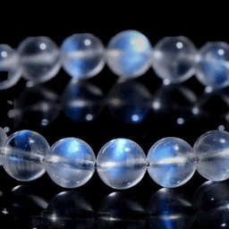 7A Cream-Body Blue Flash Moonstone · 7–7.5 mm · single wrap (~25 beads)