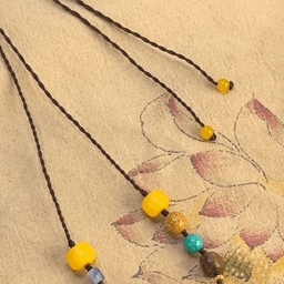 Amber-Tone + Blue Stone Station Necklace