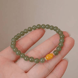 Hetian-Style Jade and Red Agate Bead Bracelet