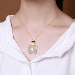 NanHong & White Jade Pendant with Cross Chain
