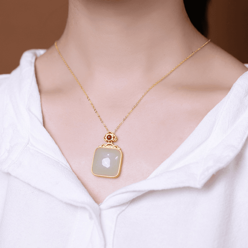 NanHong & White Jade Pendant with Cross Chain
