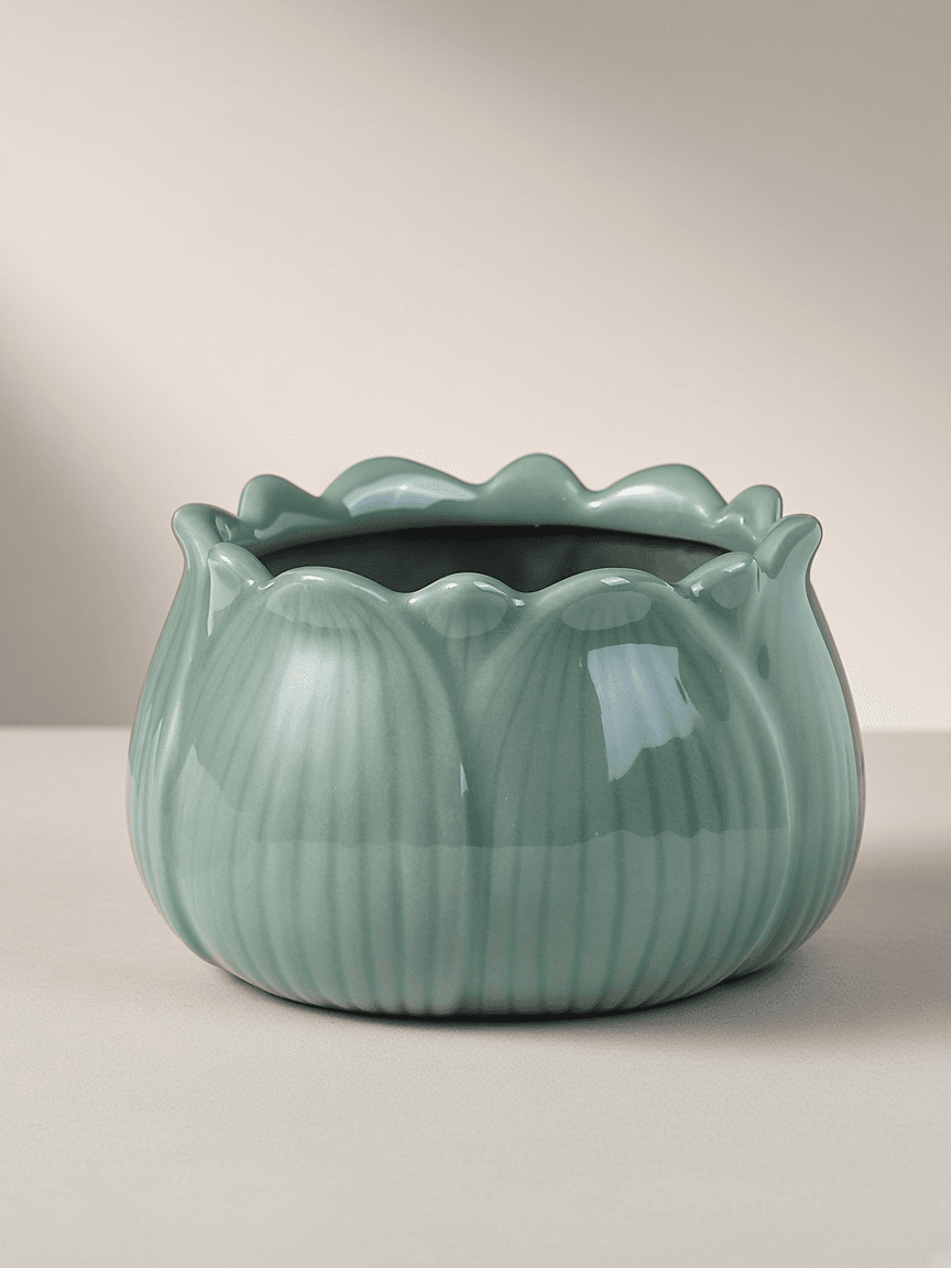Celadon Lotus Brush Washer · DA莲花青瓷小号【无孔】