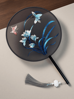 Double-sided embroidery · 黑底兰花