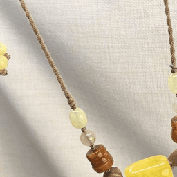 Long Amber-Tone and Agate Station Necklace