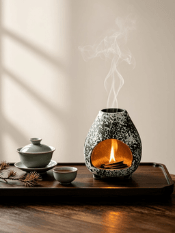 Ceramic Oil Diffuser Lamp — Kiln-Transformed Glaze, Tea-Light Powered