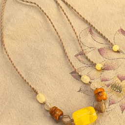 Long Amber-Tone and Agate Station Necklace