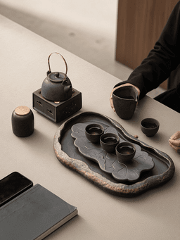 Lotus Ceramic Drain Tea Tray