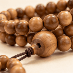Authentic Mysore Indian Sandalwood Mala 108 Beads, Black Meat Heartwood Cross Grain Aged Old Wood, Unisex Prayer Beads Bracelet Necklace