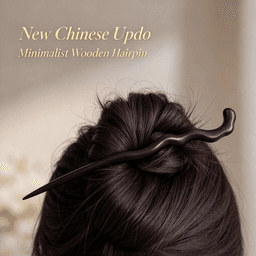 Premium Natural Black Sandalwood Long Hair Stick, Minimalist Plain Vintage Chinese Hairpin for Updo
