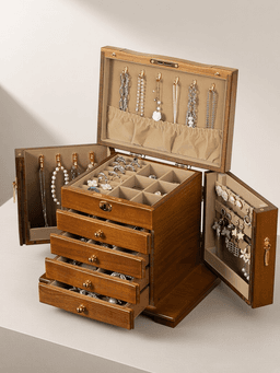 New 4-layer solid wood · hooks · antique-brown lining