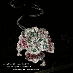 3405K Camellia Brooch, Clear Zircon Flower Core