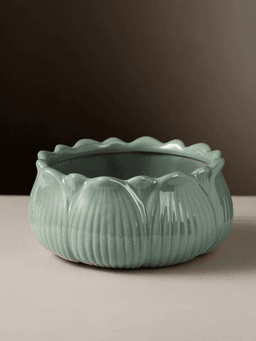 Celadon Lotus Brush Washer · DA莲花青瓷大号【无孔】