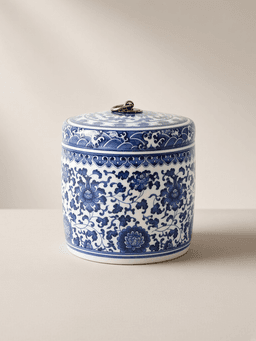 Blue-and-white caddy · extra-large, ceramic handle